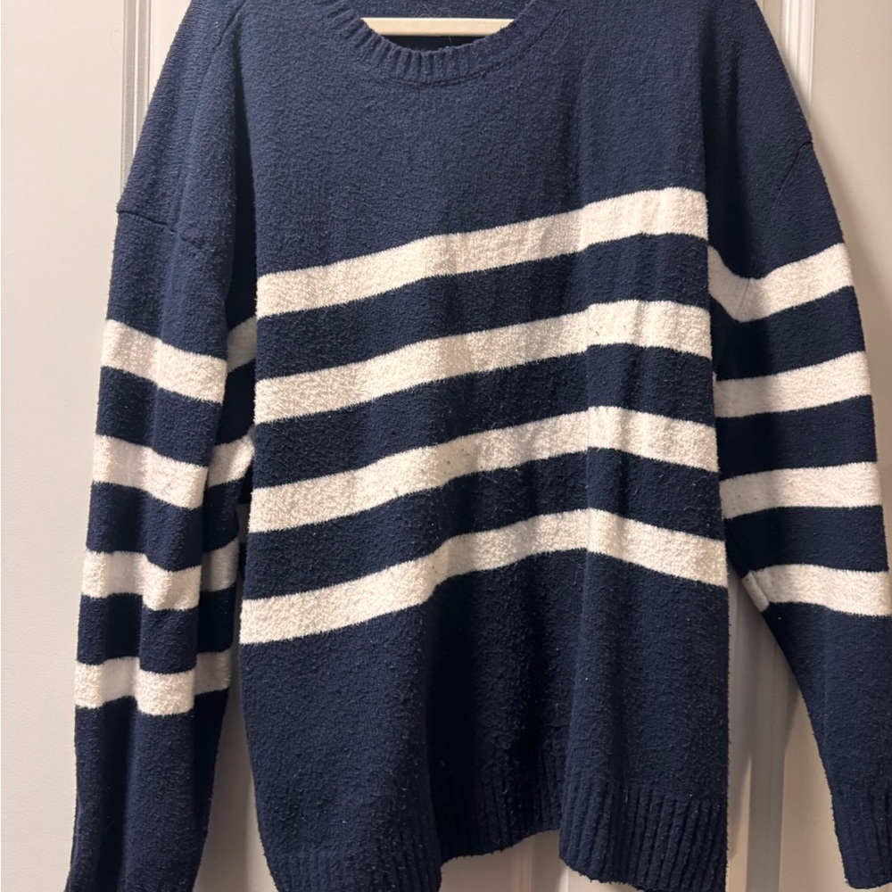 Navy and White Striped Sweater